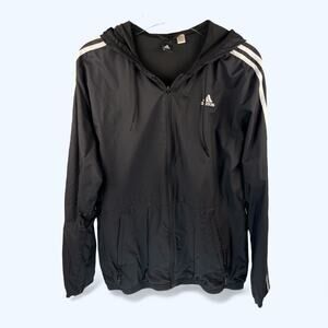 Adidas Windbreaker Hood Full Zip Jacket Mesh Lined S/M no size see measurements